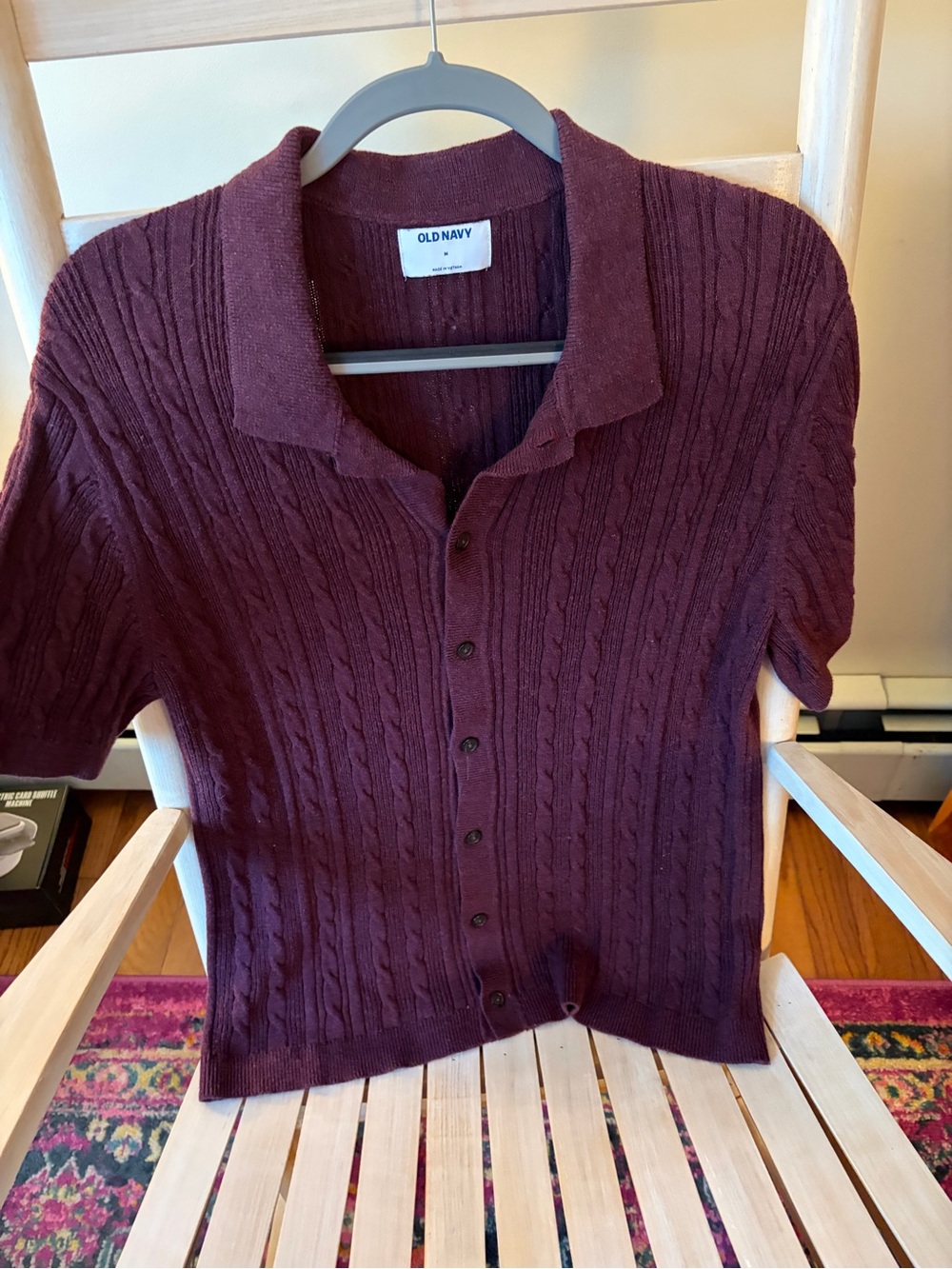 Old Navy Cable-Knit Polo Cardigan - Plum